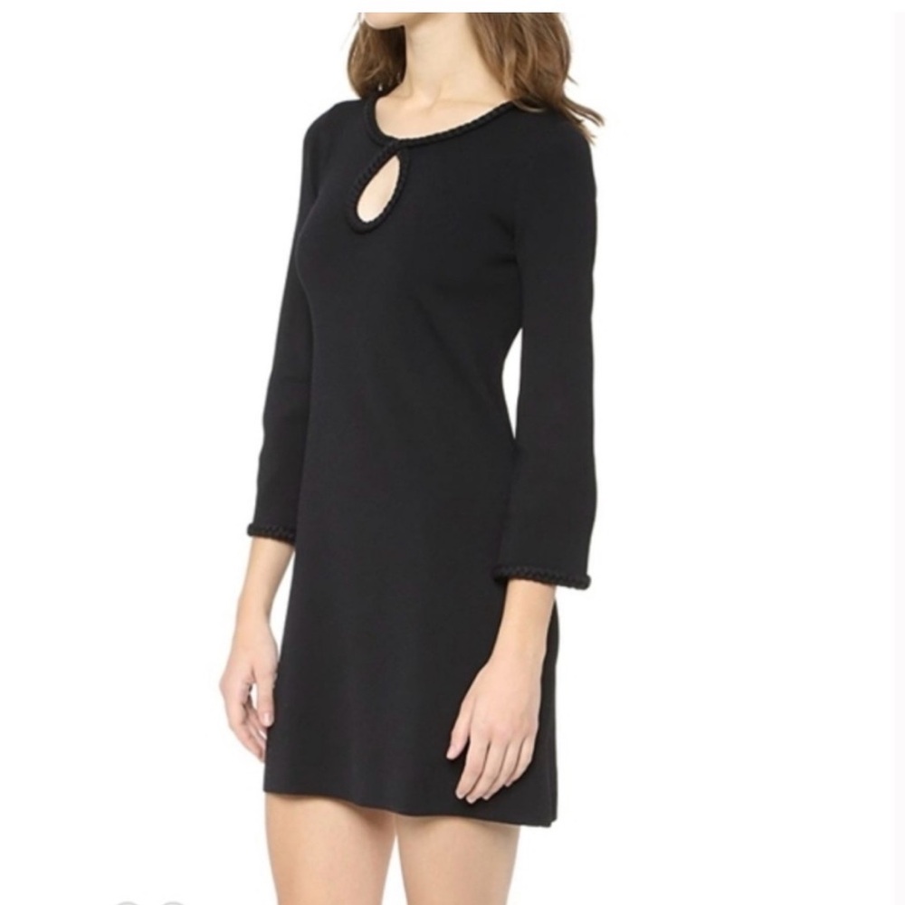 NWT Shoshanna Women’s‎ Dress Keyhole Sweater Knit Braid Trim Black Size Large